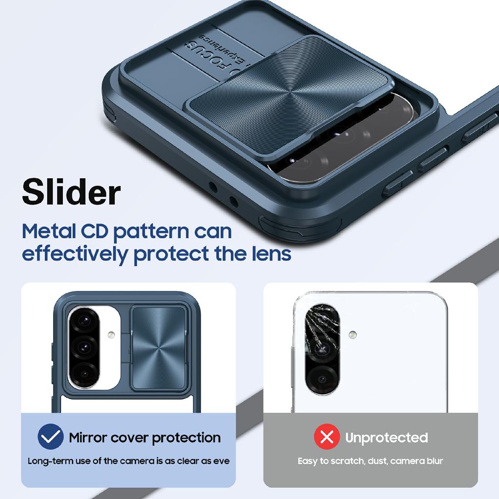 For Samsung Galaxy A56 5G Case TPU + PC Clear Phone Cover with CD-Veins Camera Lens Sliding Lid