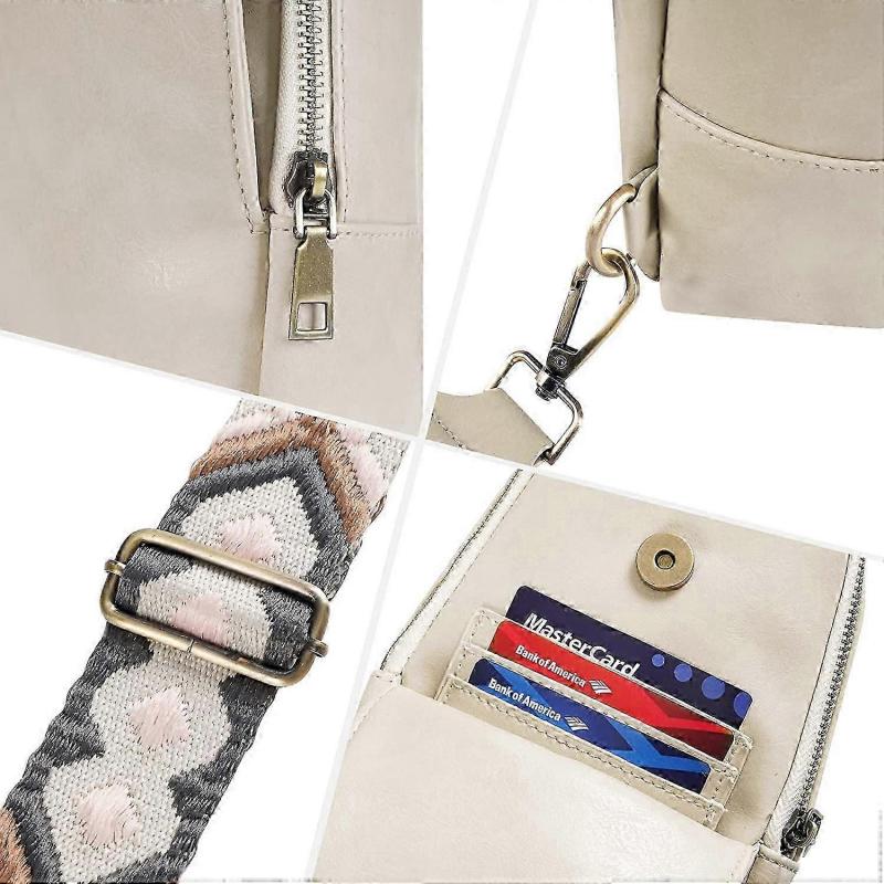 Bolsa Transversal para Mulheres Bolsa Transversal Pequena de Couro PU Mochila Transversal Multiusos Bolsa de Peito para Mulheres Ciclismo Caminhada (bege)