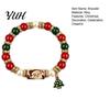 Alloy Beaded Jewelry for Christmas Bracelet, Elastic Stretch Bracelet with Xmas Holiday Collection Tree Charm, Gifts Women Men Festive Santa