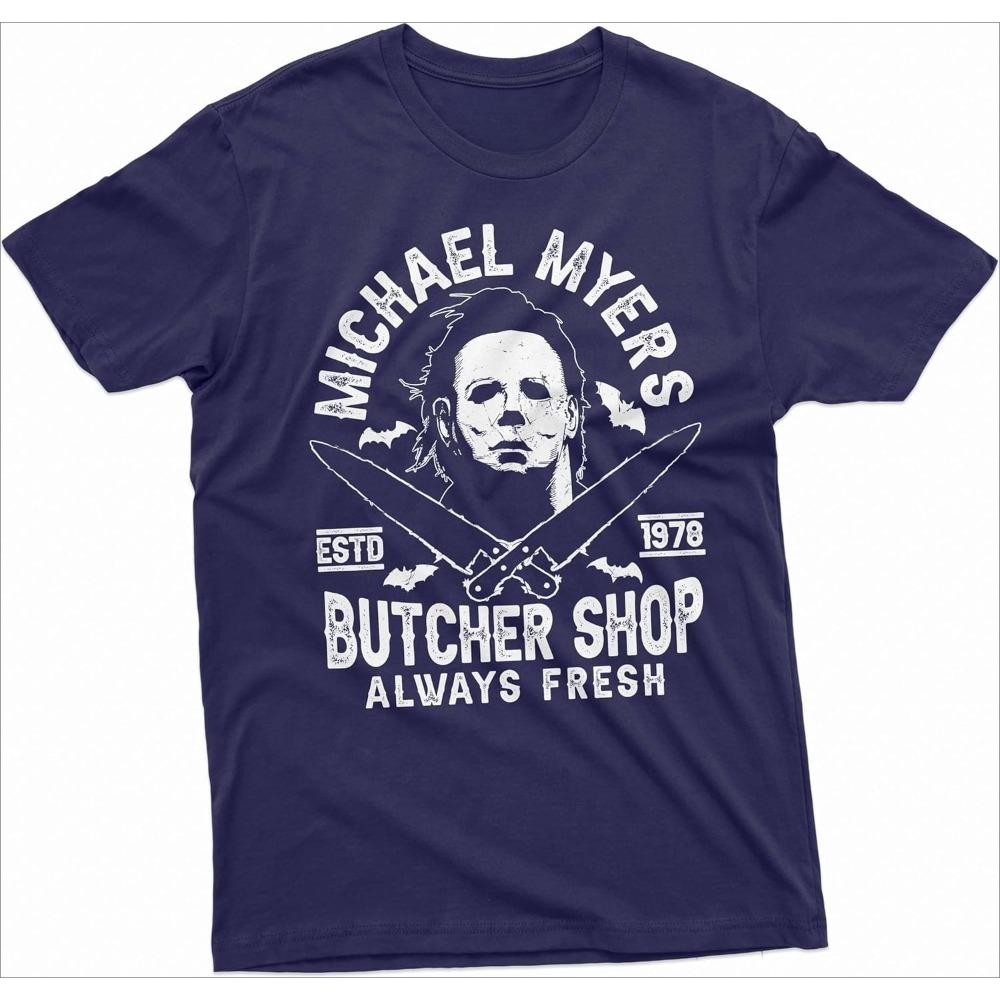 Michael Myers Horror Movie Shirt Butcher Shop Always Fresh Shirt Classic Scary Role Tee Men Summer Crewneck Cotton Short Sleeve