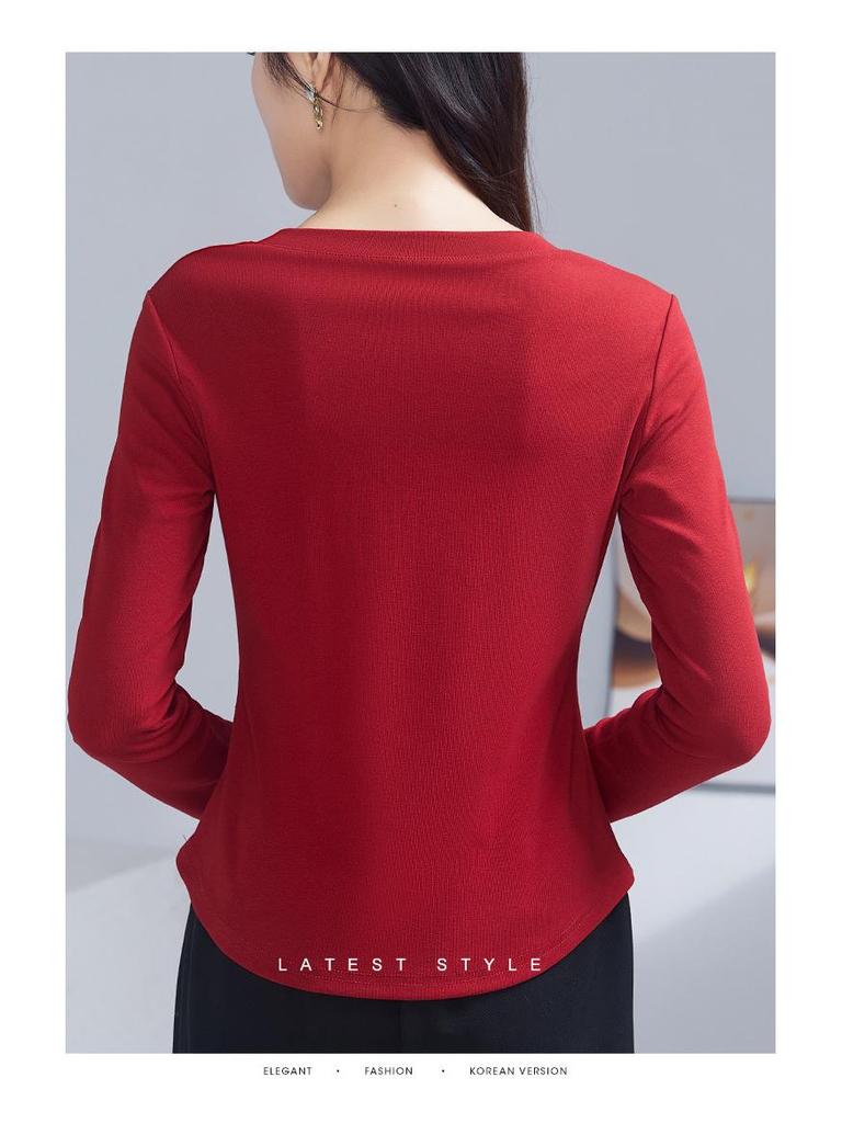 Autumn Slim Fit Round Neck Long Sleeve Women's Top