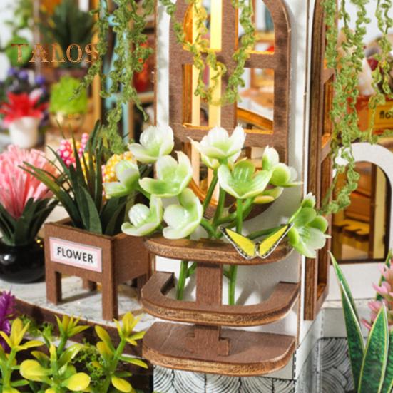 1 Set DIY Mini Greenhouse Kit with LED Light Furniture Kids Adults Handmade Wooden Tiny Garden House Building Model Dollhouse Decoration