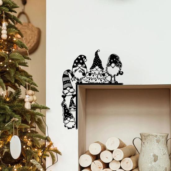 Christmas Gnome Door Frame Decoration Iron Faceless Dwarf Door Corner Sign Hollow Elf Front