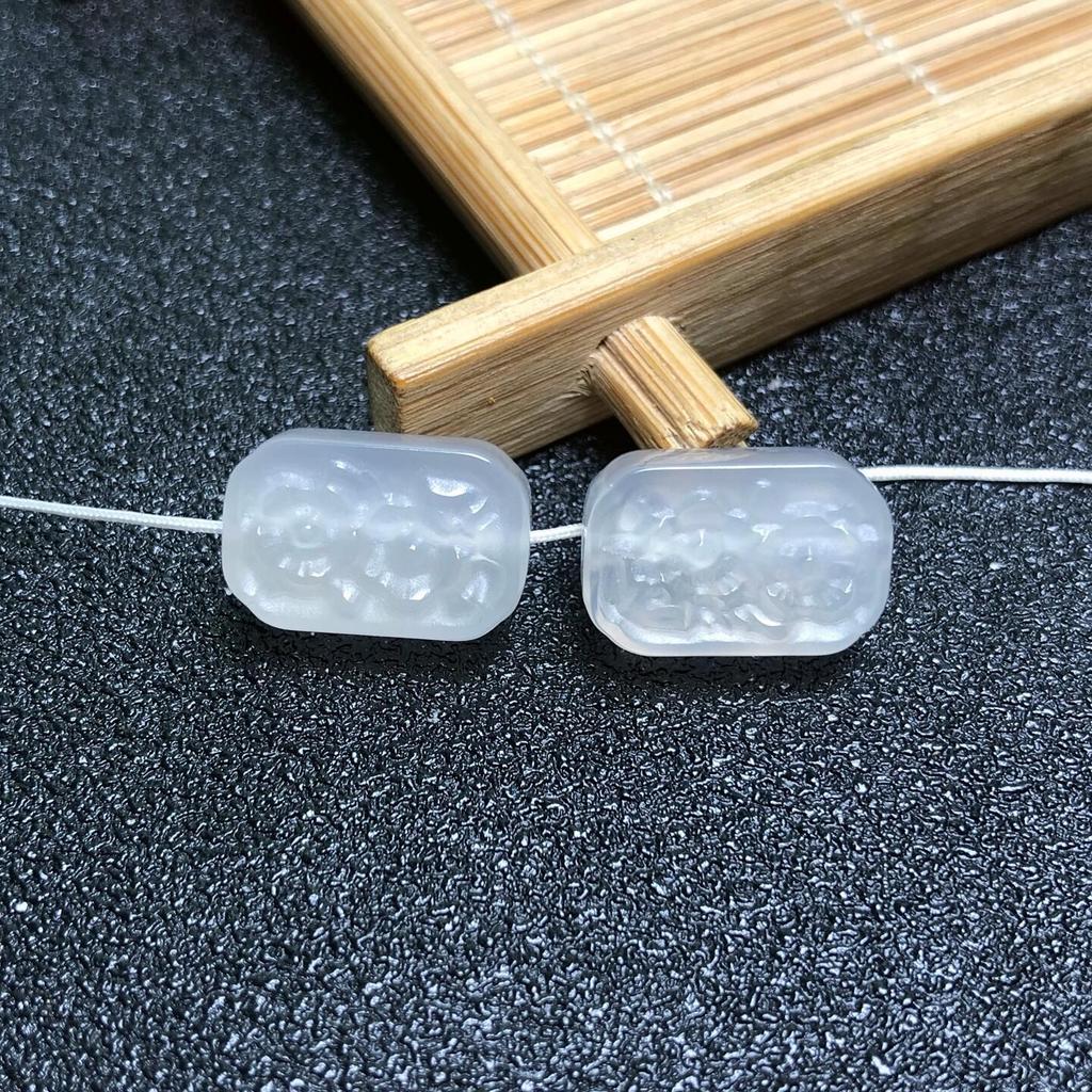 Lychee Frozen Rectangular Jade Spacer Beads for DIY Bracelets & Phone Lanyards