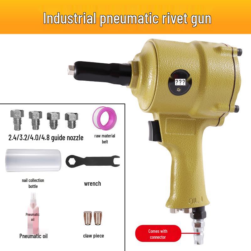 Pneumatic Aluminum Rivet Gun, Pistol-Type Self-Priming Riveting Tool