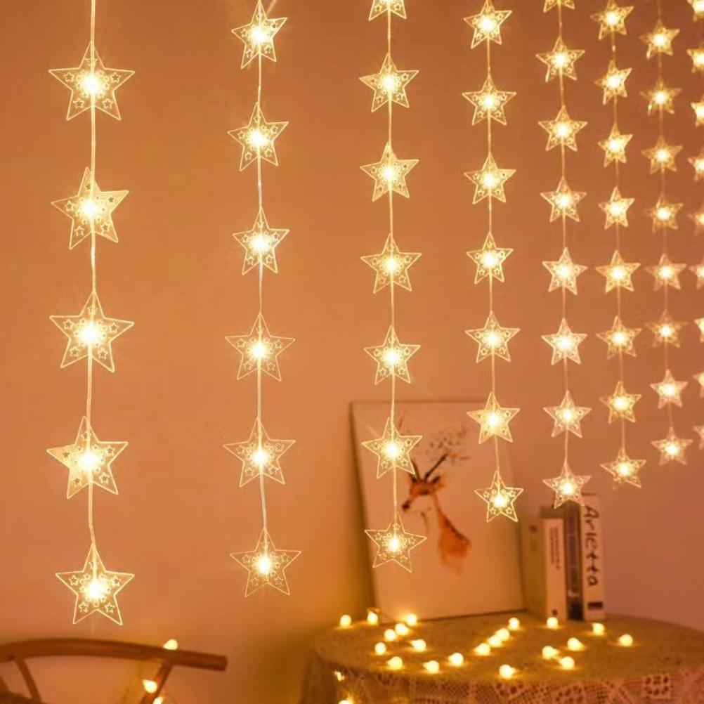 Märchenhafte Weihnachtsbeleuchtung LED Stern Lichterkette mit Fernbedienung für Innen Außen Party Hochzeit Feiertag