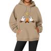 Women's Casual Fashion Solid Color Rugby Print Long Sleeve Hooded Sweatshirt Top