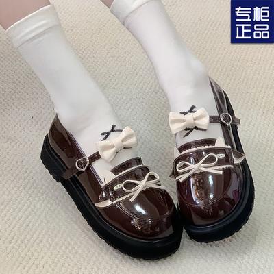 Oryginalne buty Lolita słodkie dziewczęce pojedyncze buty jk na płaskiej podeszwie kokarda Shaoluo japońskie małe skórzane buty