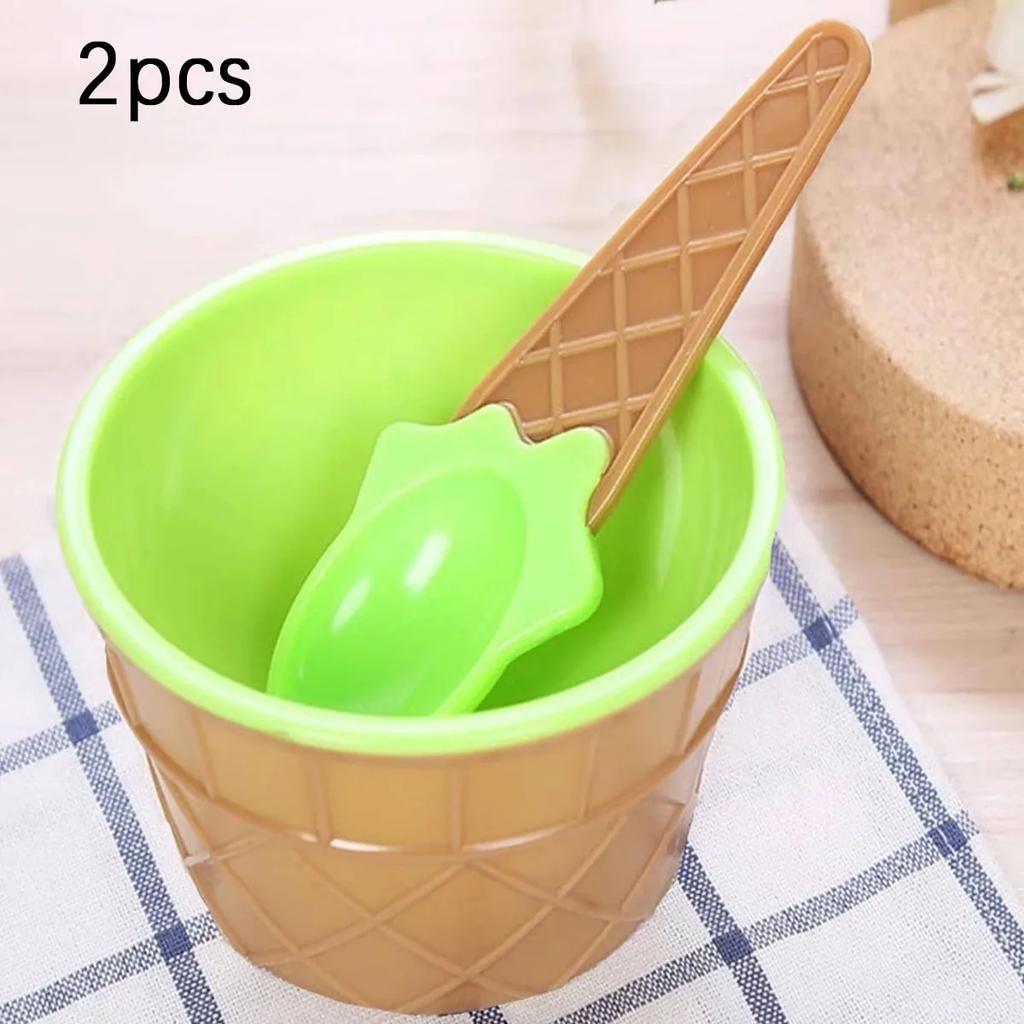 1/2set- Ice Cream Bowl Spoon Set Yogurt Cup Children's Ice Cream Bowl