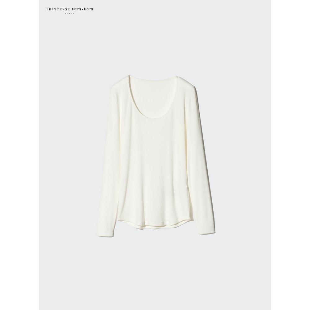 Uniqlo UlTra Warm HeaTTech Cashmere Blend Rib Crew Neck T