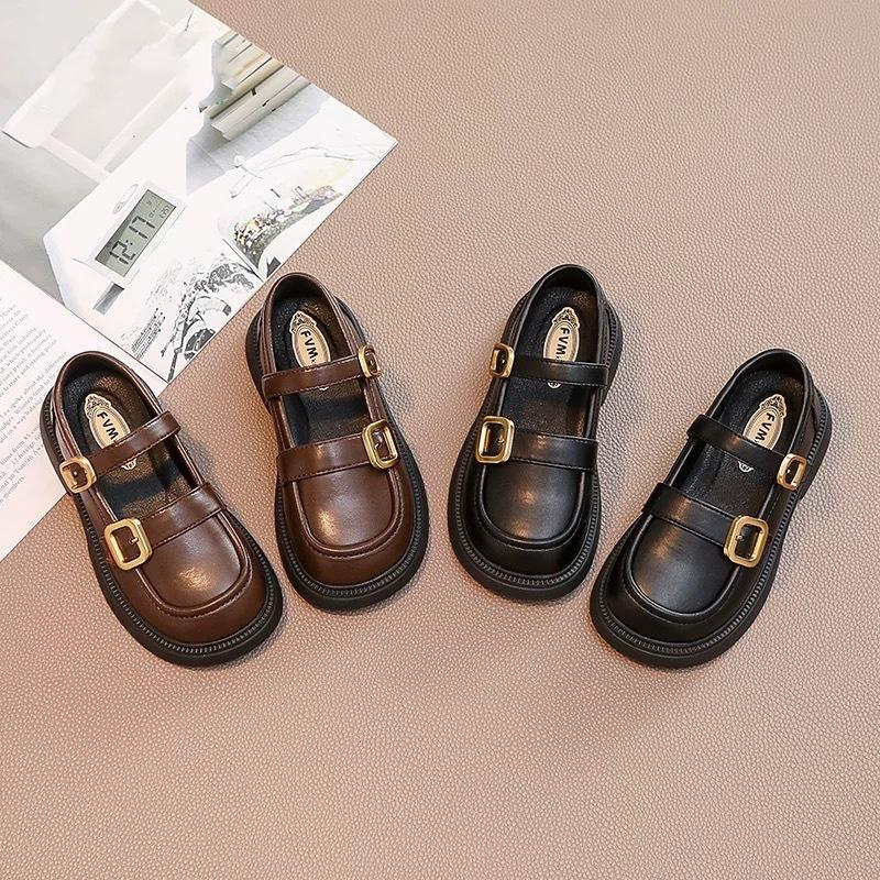 Girls shoes Children's princess small leather shoes 2025 spring and summer new loafers black soft-soled British spring single shoes