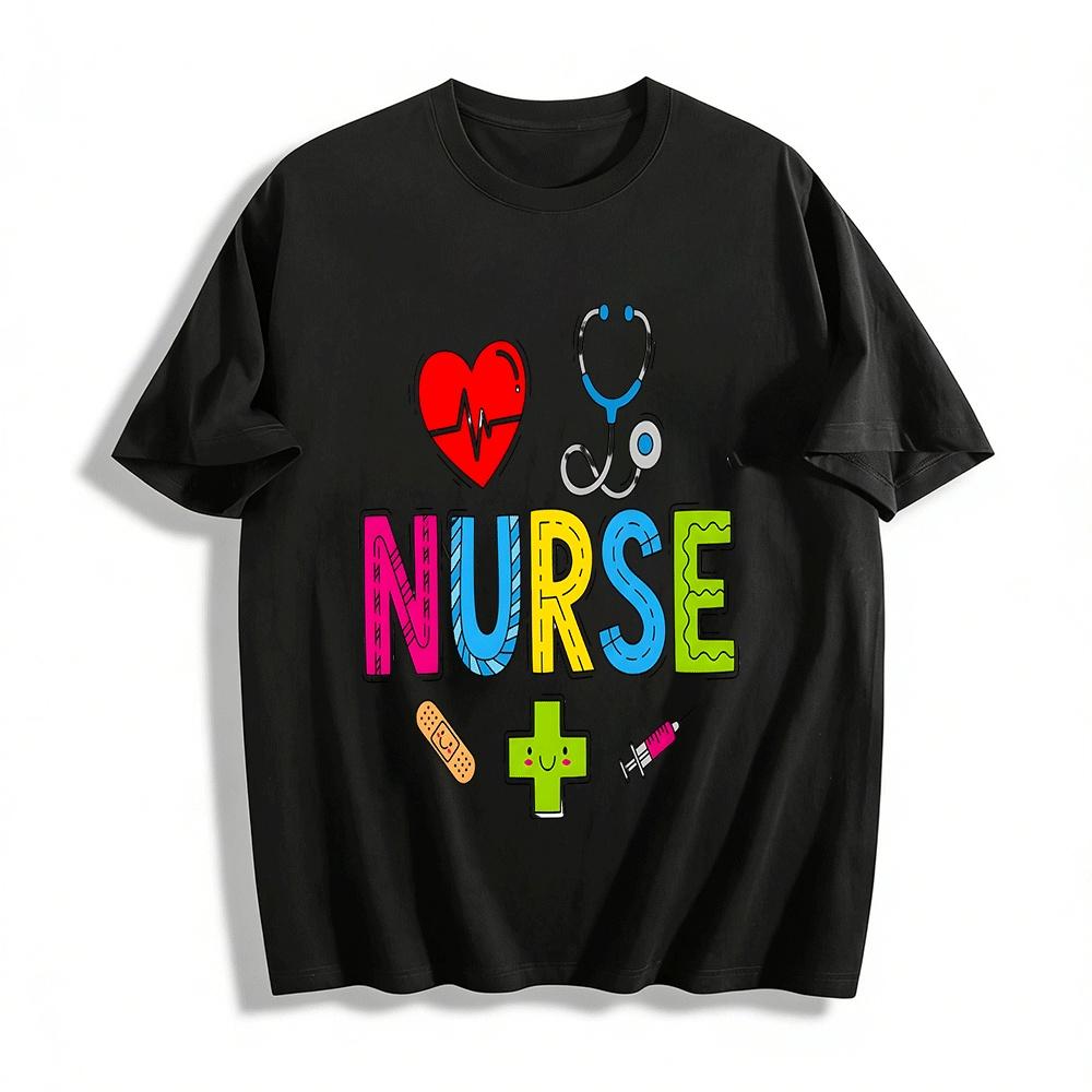 Fun Medical Element NURSE Print Casual Top Pure cotton T-shirt XXS