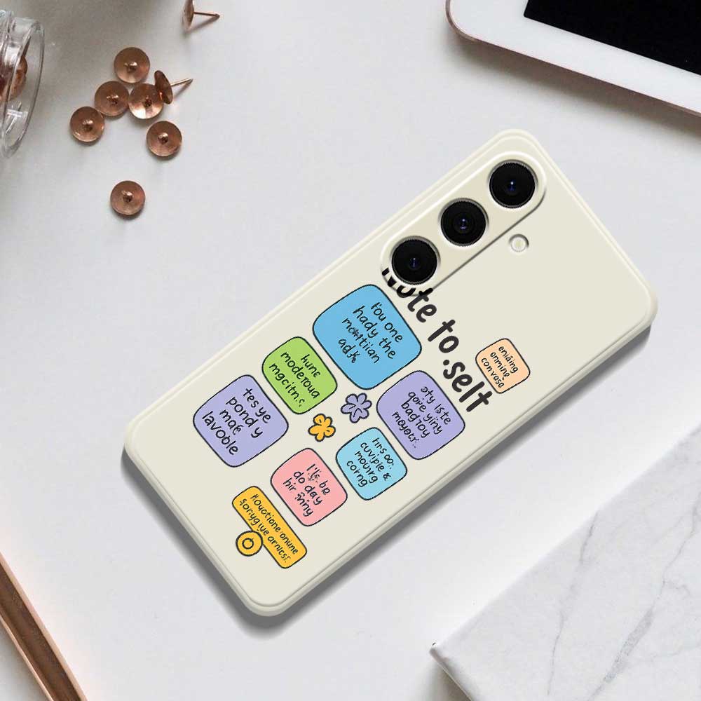 For Samsung Galaxy S24 FE Case Colored Sticky Notes Pattern Printing Straight Edge TPU Phone Back Cover