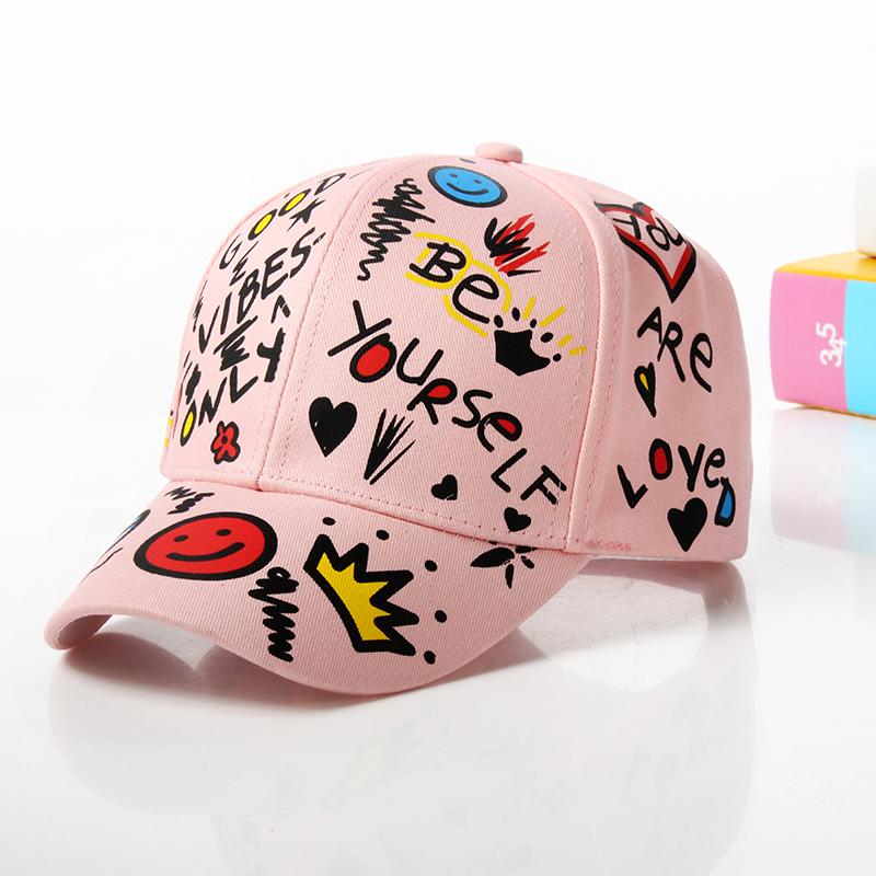 Fashion cotton Graffiti boy girl Baseball caps Children Printed snapback hat Kids Popular hip hop hat Cap hot sell