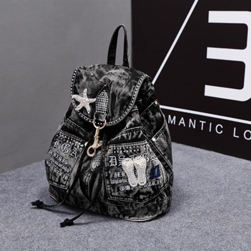 Luxury Denim Women Backpack High Quality Anti Theft Backpacks Female Casual Back Pack Bag Girls Designer Travel Backpack