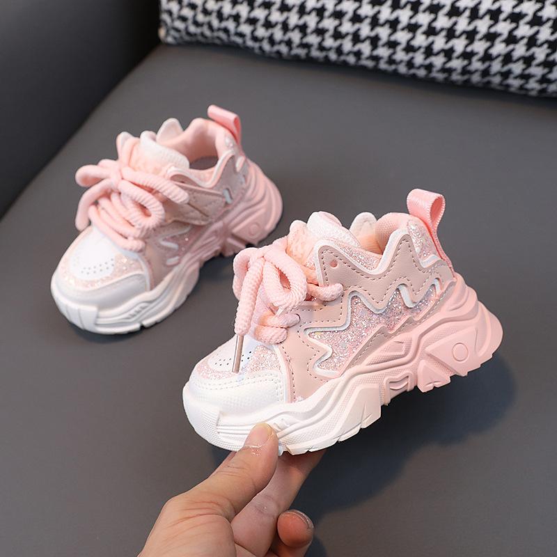 Children's Dad Shoes Spring New Model Girls' Non-Slip Soft Sole Sneakers Toddler Girls' Running Shoes Trendy