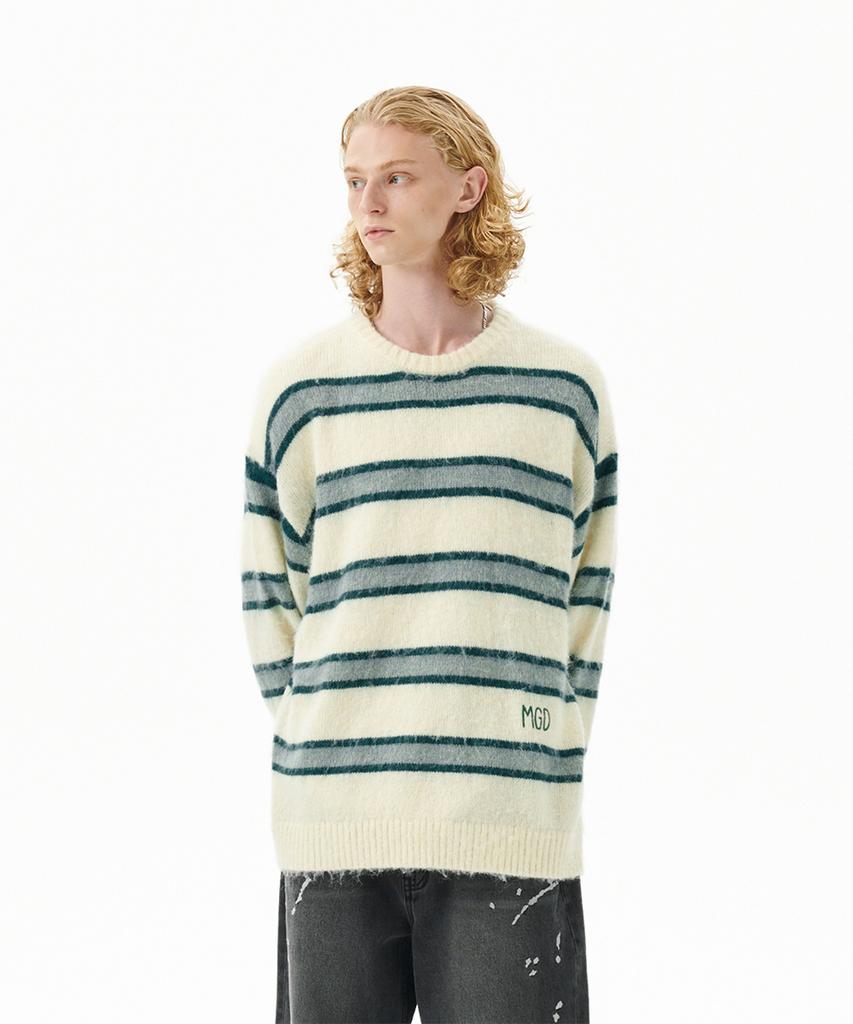 MAHAGRID Hairy Stripe Knit Sweater Ivory(Mg2Ffmk600A)