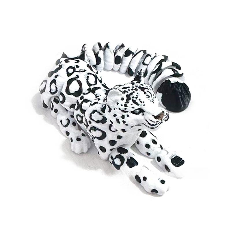 3D-gedrucktes Schneeleoparden-Modell Simulation Mehrgelenkig bewegliche Wildtier-Figuren Miniaturen Heimdekoration Handwerk Figuren