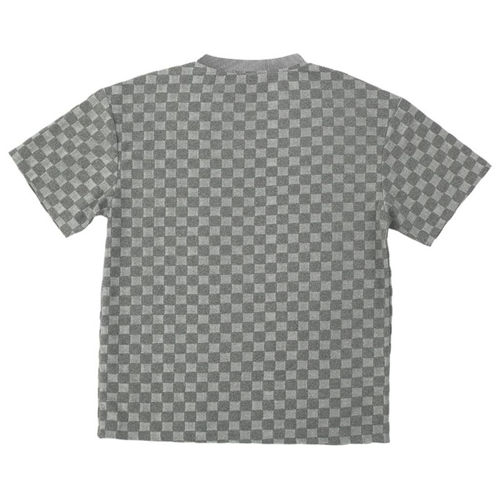 Men's Summer Heavy Checkerboard Men's Short-sleeved T-shirt Loose Drop Shoulder Round Neck Casual T-shirt Men