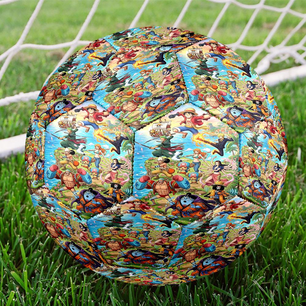 One Piece Print Size 5 Soccer Ball, Standard Match Football for Sports Game and Team Practice, Ideal Gift for Soccer Fans