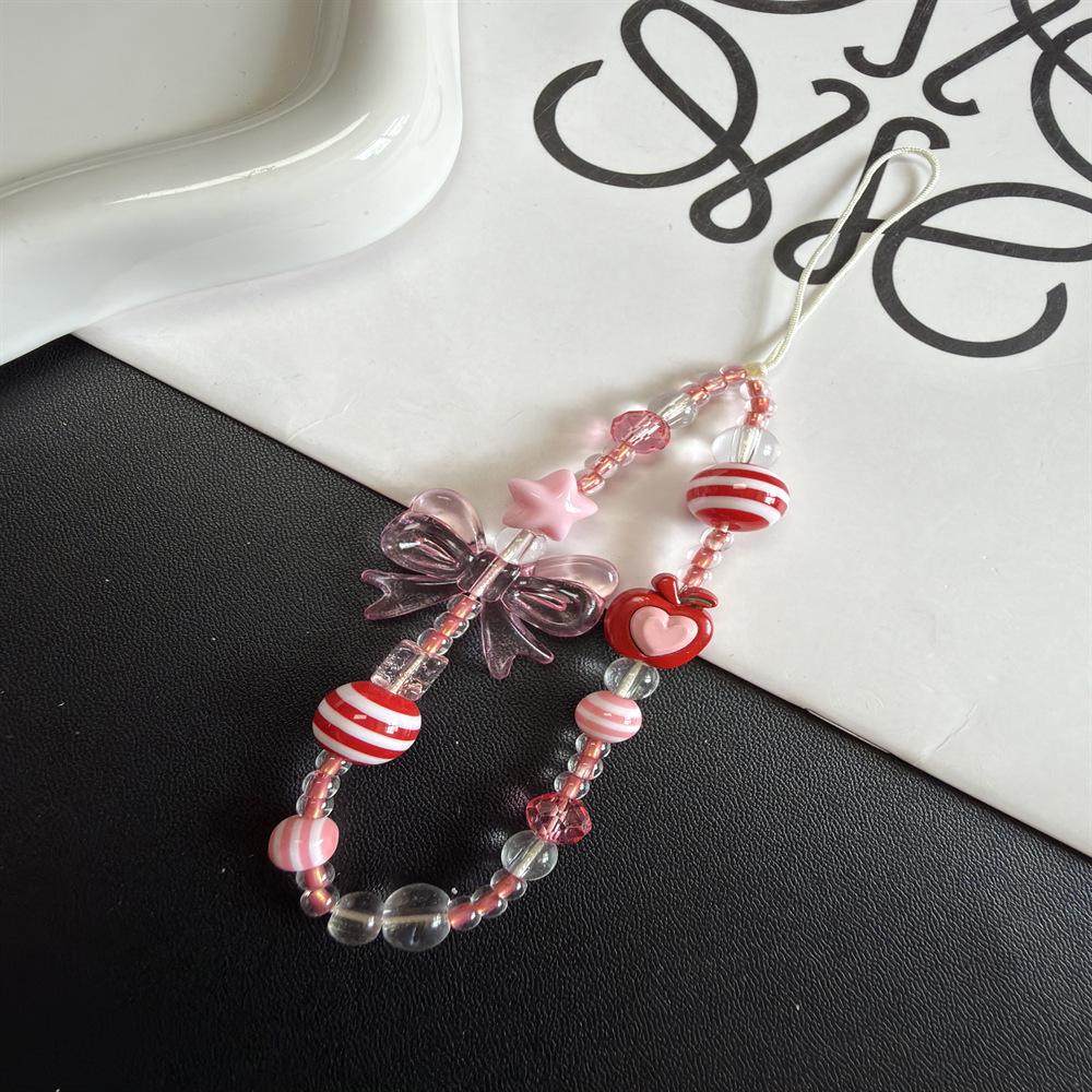 Creative Pink Bow Beaded Phone Chain & Camera Lanyard