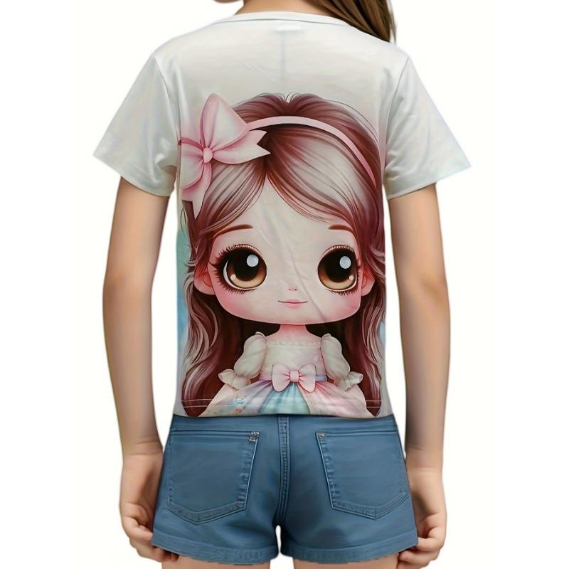 Three Little Flower Cats 3D Digital Print Round Neck Short Sleeve T-Shirt for Boys and Girls, Breathable and Comfortable M029