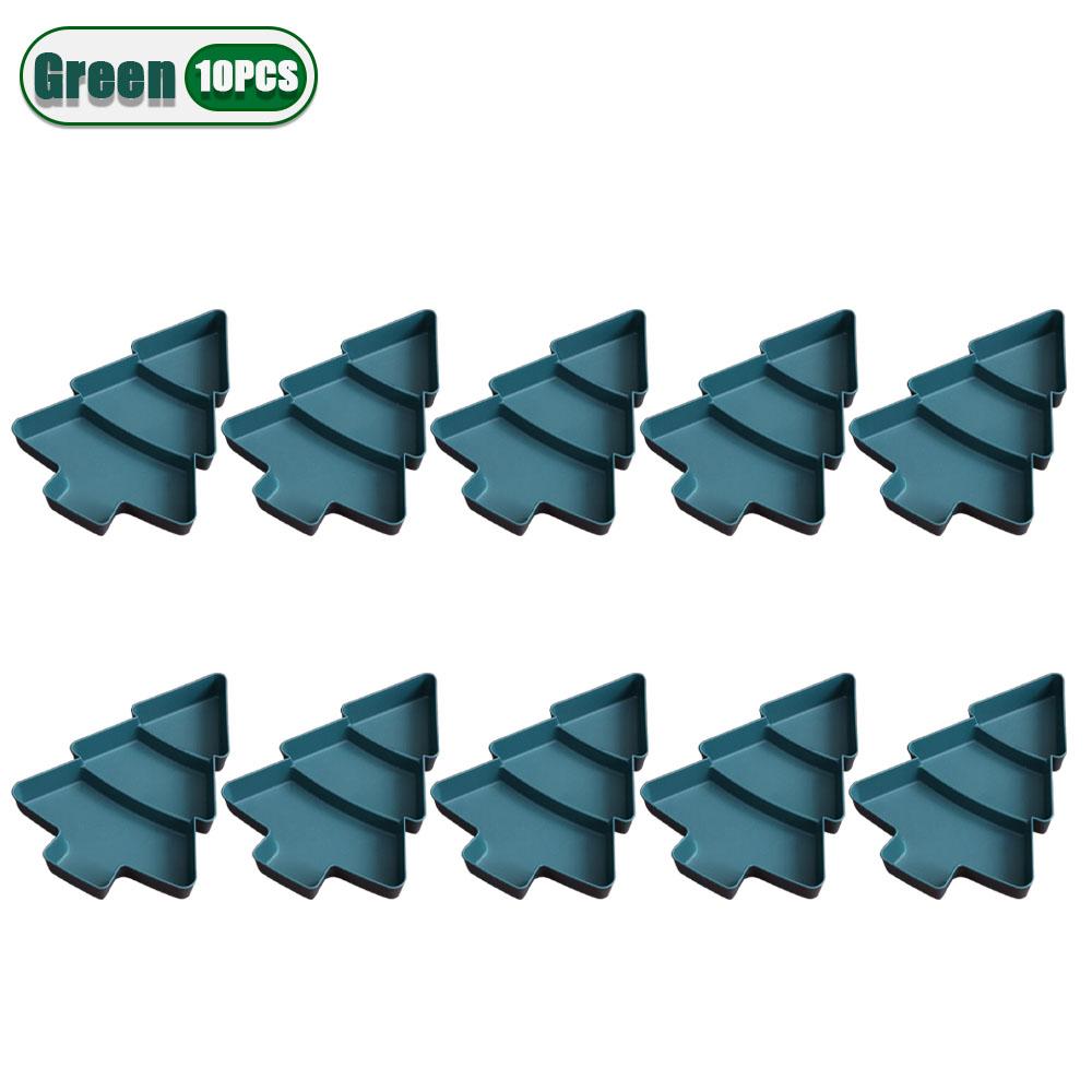 1-10PCS Christmas Plastic Candy Snack Plates Divided Fruit Plates Christmas Tree Shape Melon Seed Tray Home Party Decor