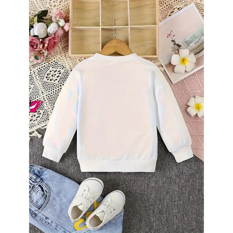 Kids Crewneck Sweatshirt, Christmas Print with Santa, Reindeer, Snowman & Gingerbread Man, Spring Autumn Casual Tops