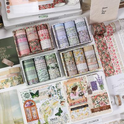 15 Rollen/Karton Flower Whisper Washi-Tapes Vier Jahreszeiten Blumendekor Dekoratives Abdeckband Dekorationsaufkleber Schreibwaren
