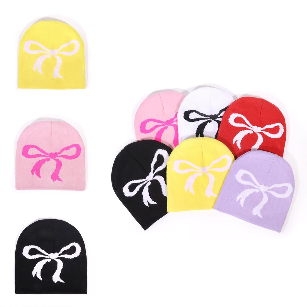 Knitted Bowknot Hat With Warmth For Fall Outdoor Casual Fashion