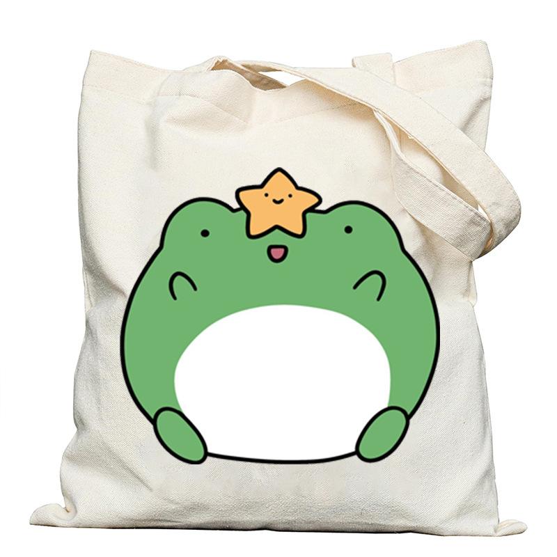 Frog creative printing new shoulder bag leisure student large capacity tote bag