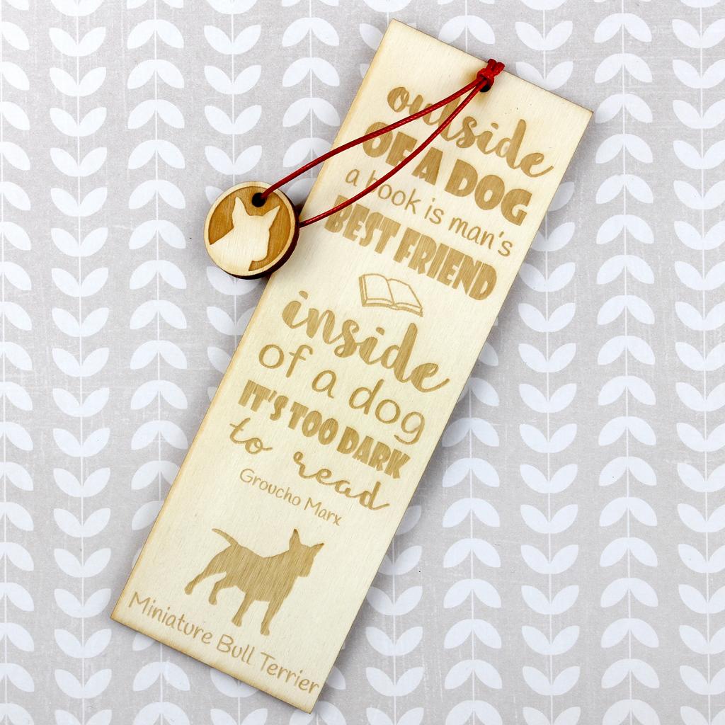 Miniature Bull Terrier - dog bookmark, personalized bookmark, gift for bookworm from Art-Dog brand
