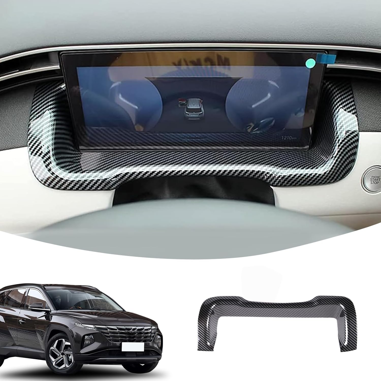 Lcojicep Dashboard Meter Panel Frame Trim Compatible with Hyundai Tucson/Santa Cruz 2022-2024, Carbon Fiber Center Console Dashboard Cover Trim Carbon Fiber Pattern