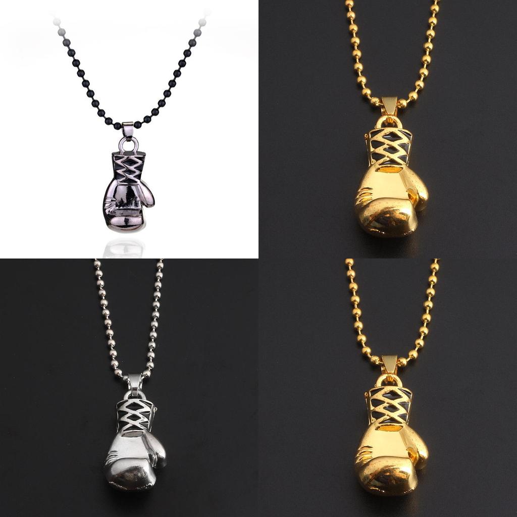 Geometric Punk Style Metal Pendant Necklace With Boxing Glove Charm For Men And Women