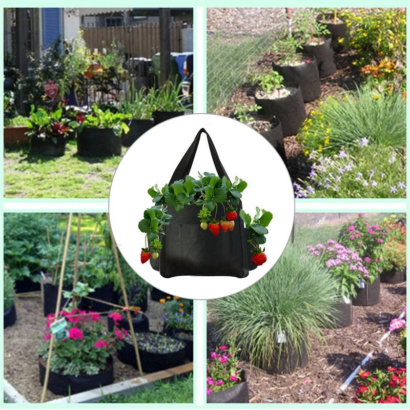 5 Gallon Grow Bags Bag For Gardening Plant Breathable Heavy Duty Cloth Pots With 4 Side Growth Pockets For Plants Garden