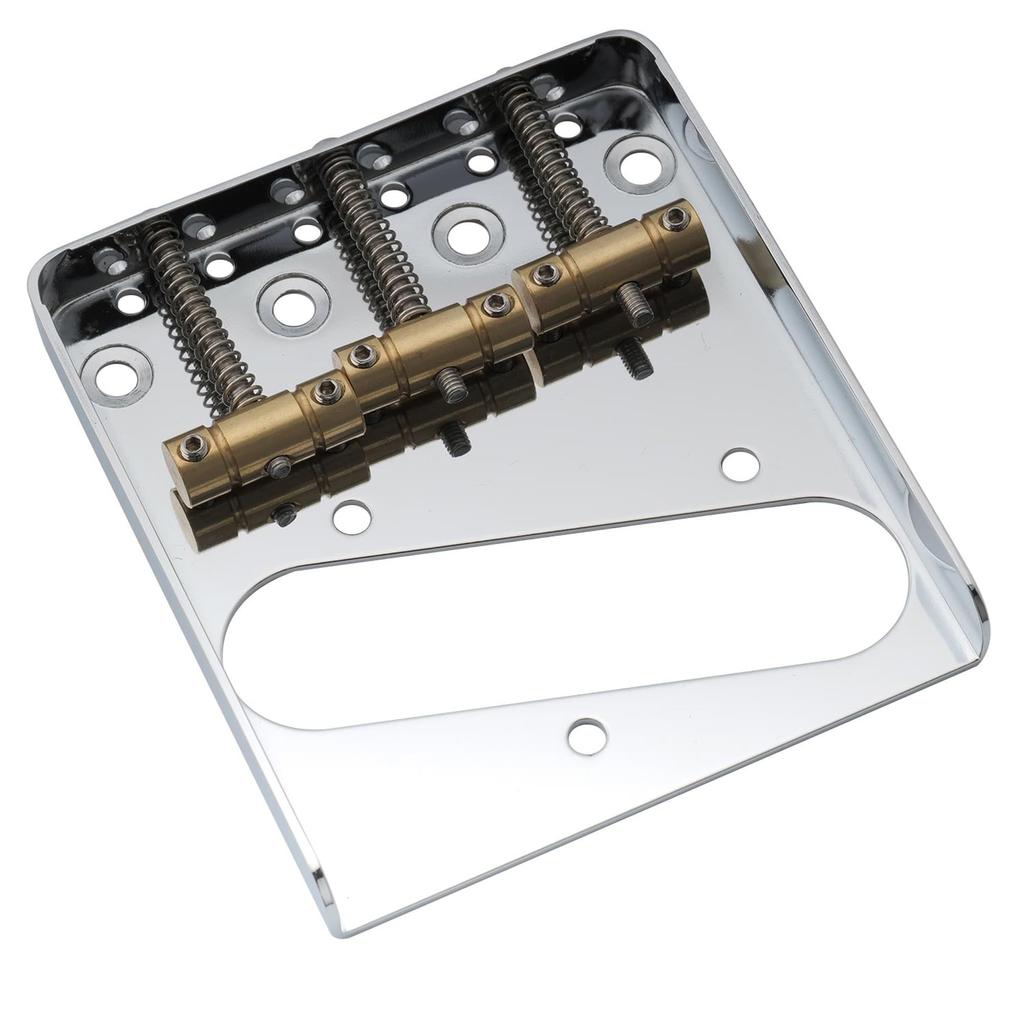 Musiclily Pro 10.8mm Vintage-Style Telecaster Bridge with Brass 3-Way Saddles for Squier and Imported Telecaster Electric Guitars, Chrome