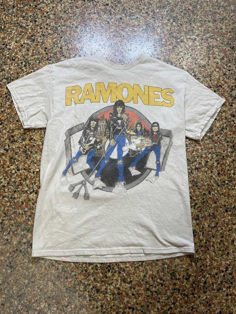 

Винтажная белая футболка с коротким рукавом для рок-концерта Ramones KV39705 Унисекс XXXL