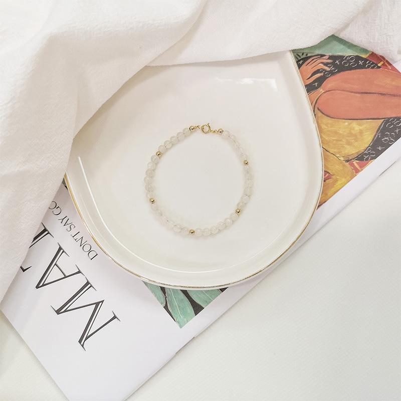 Натуральный Хрустальный Браслет Женский Клубничный Хрусталь Лунный Камень Аметист Браслет Простой Девочка Рука Тонкий Изысканный