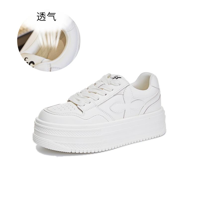 

Маленькие белые туфли женские 2025 весна новая платформа-маффин одинарные туфли женские увеличивающие рост спортивные женские туфли универсальная обувь дети 40 бежевый