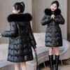 New Winter Thick Jacket Long Down Parka Women Bright Waterproof Overcoat Loose Warm Cotton Coat Hooded Parka