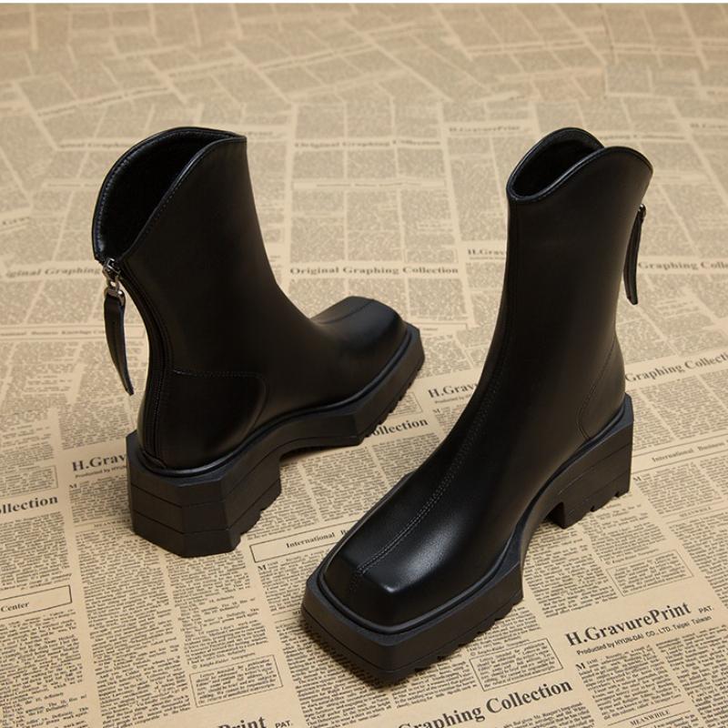 Fashion Autumn Winter Vintage Thick Heel Women Knee High Boots Fashion Square Toe Stripper Party Shoes Zapatos De Mujes