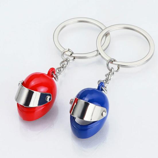 Motorcycle Helmet Keychain Pendant Metal 3D Mini Helmet Keyring Movable Shield Design Personalized Motorcycle Keychain for Men Women