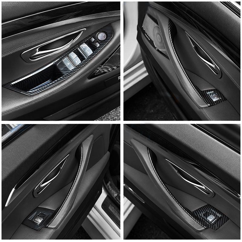 Suitable for Carbon Fiber Inner Handle F10 F11 F18 5Series Armrest Pull Trim Cover 7 Pcs Set 51417225875 51417261933 51417225879