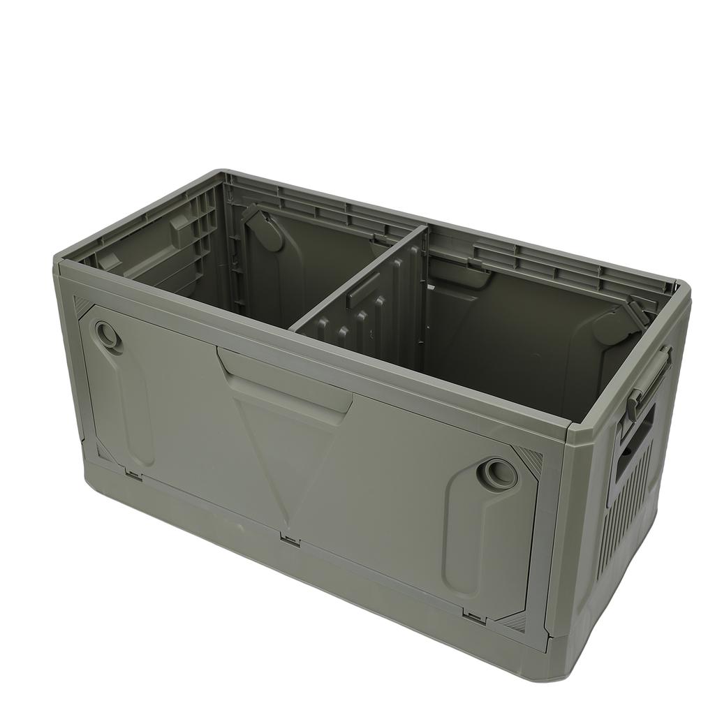 Camping Box Car Organizer PP Foldable Stackable Camping Storage Bin Trunk Organizer with Lid for Outdoor Picnic Green