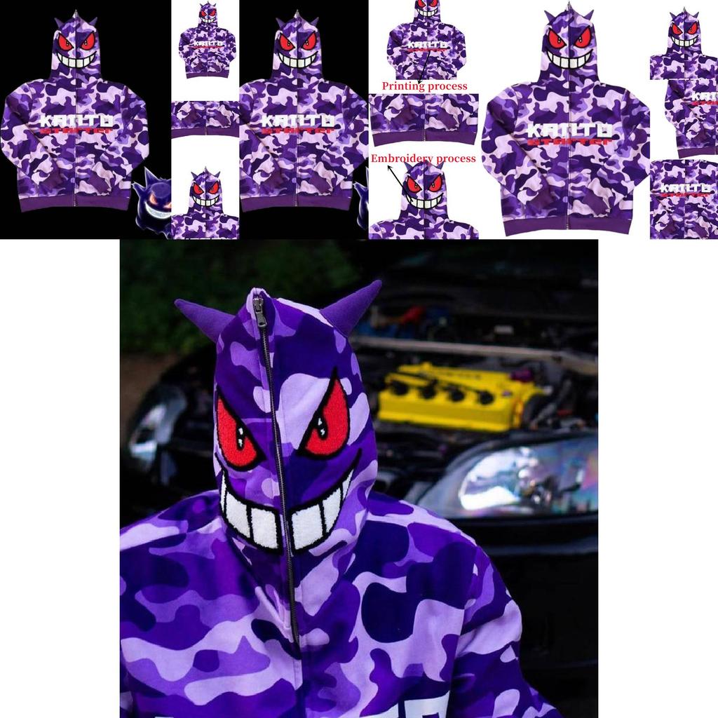 Giacca con cappuccio e zip Gengar Pokémon alla moda per l'autunno
