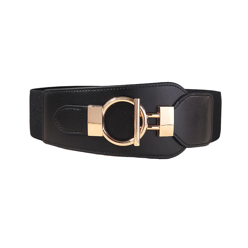 Women s Fashionable Elastic Leather Waist Belt for Dresses and Skirts чёрный