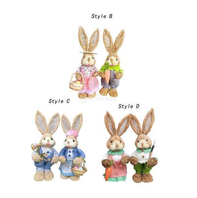 2x Rabbit Sculptures Easter Gifts Bunny Figurines for Indoors Room Bookshelf 35CM