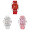 Transparent Barrel Shape Watch With Quartz Movement Casual Mens Silicone Strap For Daily Wear