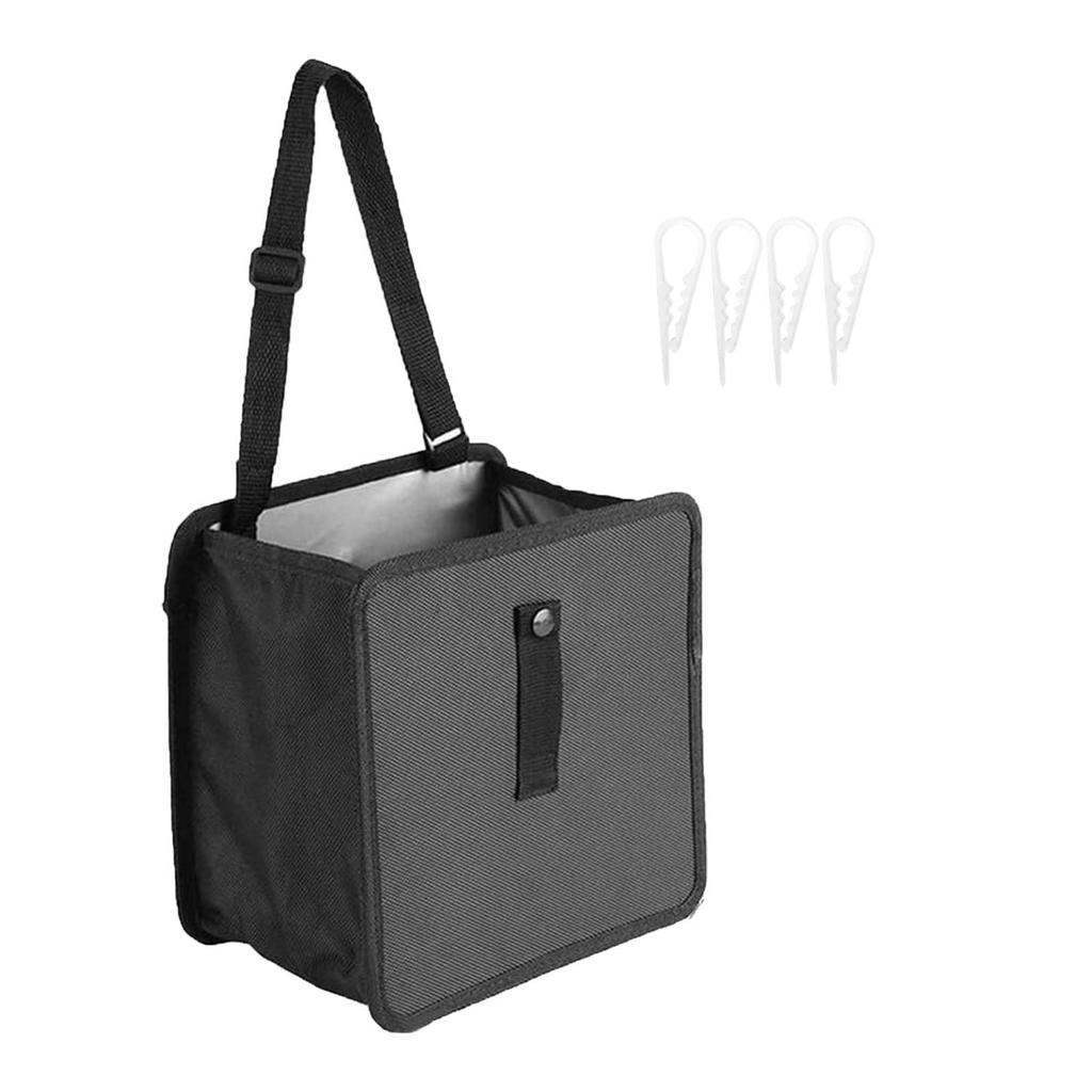 Zackaria Car Trash Car Interior Folding Hanging Storage Box with Umbrella Holder Can, (Black)