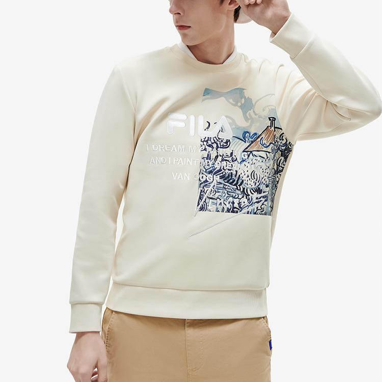 FILA Sweatshirts Men's Lactose Color Crew Neck Moderate Regular F11M218206F-BG